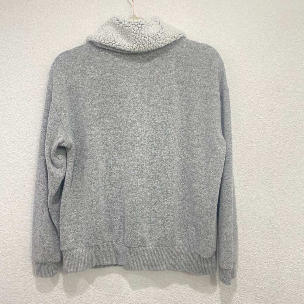 Ultra Flirt Pullover Sweatshirt Sherpa Collar Button Up Grey XL - Picture 4 of 6
